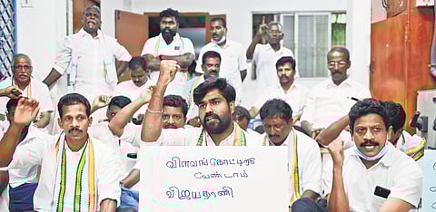Congress supporters protesting inside party headquarters on Saturday | Debadatta Mallick
