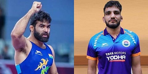 Wrestlers Gurpreet Singh (L) and Sunil Kumar. (Photo| Twitter)