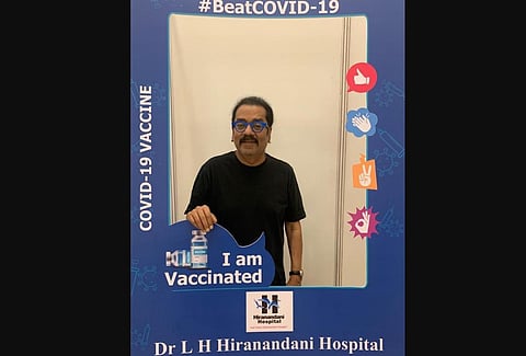 Hariharan seen posing for a photo after taking the covid-19 vaccine. (Photo | Twitter)