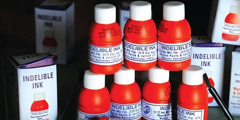 Indelible ink that are supplied from MPVL. (Photo | EPS)