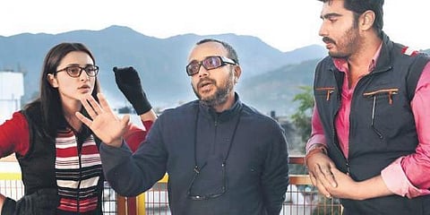Director Dibakar Banerjee along with actors Parineeti Chopra and Arjun Kapoor.