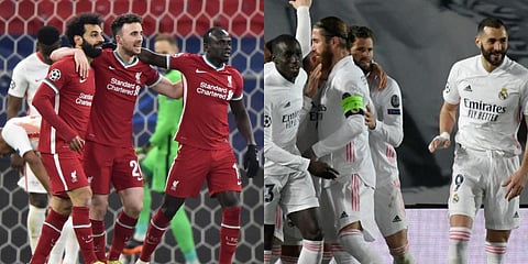 Liverpool players (L) and Real Madrid players (R) (Photos | AFP)