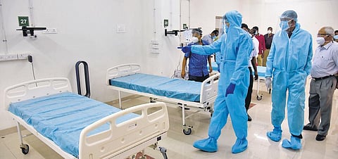 TN Health Secretary J Radhakrishnan, inspecting the new Covid ward at the Rajiv Gandhi Government Hospital in Chennai on Wednesday | R Satish Babu