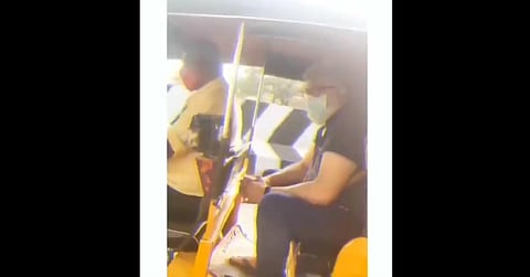 'Valimai' star Ajith Kumar seen travelling in an auto. (Photo | Twitter)