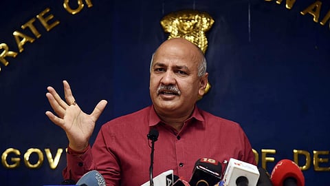 Deputy CM Manish Sisodia addresses a press conference in New Delhi. (Photo | Parveen Negi, EPS)