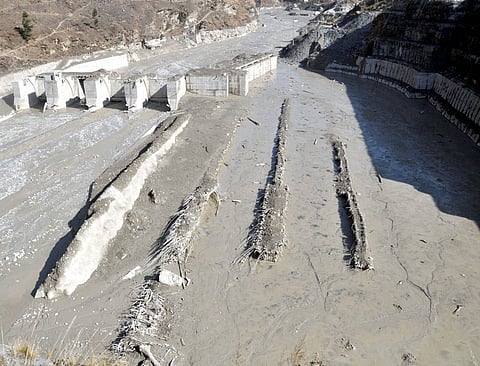 The washed away Tapovan hydel power project plant after Feb. 7 glacier burst in Chamoli district of Uttarakhand. (Photo | PTI)