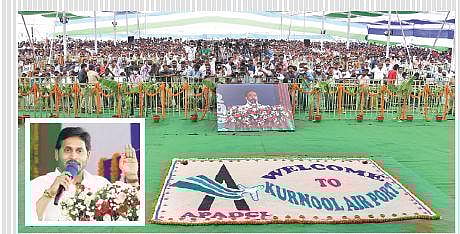 Chief Minister Jagan Mohan Reddy at the inauguration of greenfield airport at Orvakal in Kurnool district on Thursday | Express