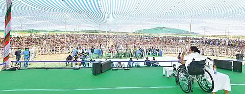 West Bengal CM Mamata Banerjee addresses a rally in the district of West Midnapore on Friday | Bibhash Lodh