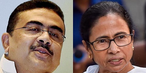 Suvendu Adhikari (L) and Mamata Banerjee (R)