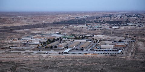 Aerial photo taken from a helicopter shows Ain al-Asad air base in the western Anbar desert, Iraq. (Photo | AP)