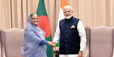 PM Narendra Modi with his Bangladeshi counterpart Sheikh Hasina (File Photo | Twitter/@MEAIndia)