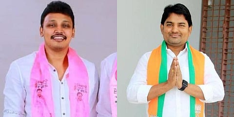TRS candidate for Nagarjunasagar Nomula Bhagath (L) and his BJP counterpart Dr Panubothu Ravi Kumar Naik. (Photo| Twitter)