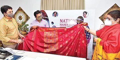 IT and Industries Minister KT Rama Rao participates in National Handloom Day celebrations at Pragathi Bhavan. (File photo| EPS)