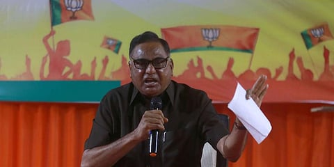 BJP leader Ramvir Singh Bidhuri addresses a press conference. (File Photo | Shekhar Yadav, EPS)