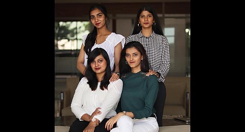 (Clockwise from left, standing) Nikhitha Raj, Nikitha JV, Sanjna Srinivas and Beena Rose