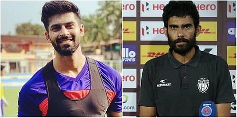 Indian full-back Ashutosh Mehta (L) and NorthEast United FC coach Khalid Jamil. (Photo| Facebook and Instagram)