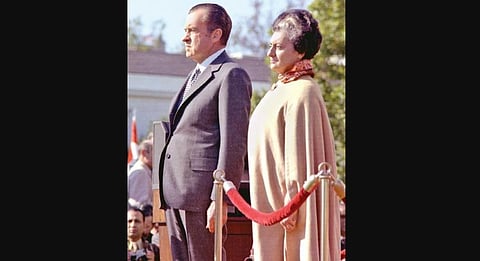 Richard Nixon in India along with then Prime Minister Indira Gandhi. (Photo | Express)