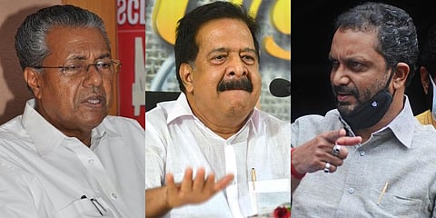 Kerala CM Pinarayi Vijayan, Opposition leader Ramesh Chennithala and BJP State president K Surendran (Photo | EPS)