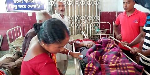 Injured being treated after clashes during the fourth phase of West Bengal Assembly Elections, in Cooch Behar district. (Photo| PTI)