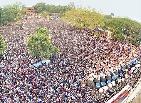 Kudamattom ceremony during Thrissur Pooram | File pic