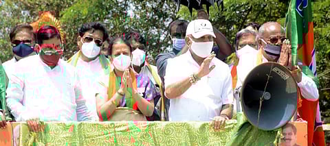 Chief Minister BS Yediyurappa participates in road show | EXPRESS