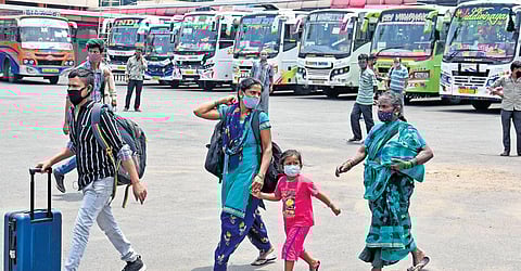 With buses still staying off the road, commuters are relying on private buses for inter-and intra-state travel | Vinod Kumar T