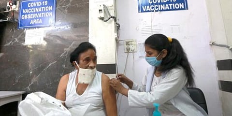 Covid vaccine being administered to a man (Photo | EPS)