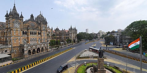 FILE | Chhatrapati Shivaji Maharaj Terminus wears a deserted look as Maharashtra undergoes a weekend lockdown due to surge in COVID-19 cases in Mumbai. (Photo| ANI)