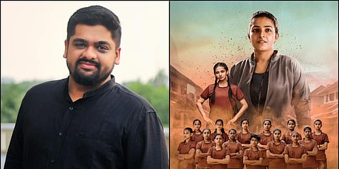 Rahul Riji Nair (L) and a poster of 'Kho Kho'. (Photo| EPS)