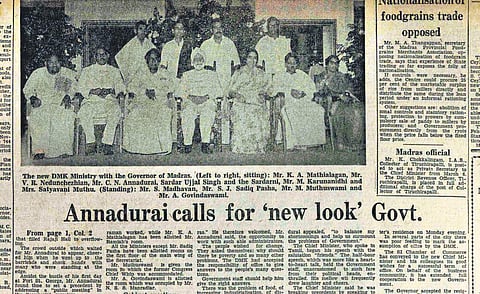 From archives: A 1967 paper clip with a picture of the new DMK ministers | Express