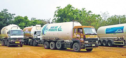 Empty oxygen tankers air lifted by Indian Air Force craft from AP to Biju Patnaik Airport on Friday | irfana