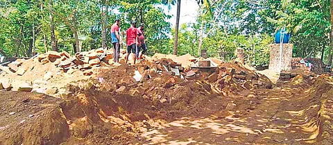 The seven-room tile-roofed old house of Abdulla Kunhi that was razed by suspected SDPI workers