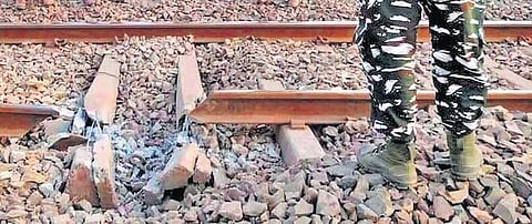 The rail track was blown up between Lotapahar and Sonua stations under Chakradharpur railway division in Jharkhand | PTI