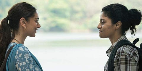 Konkona Sensharma (R) and Aditi Rao Hydari in Neeraj Ghaywan's 'Geeli Puchhi. From Netflix's 'Ajeeb Daastaans'.