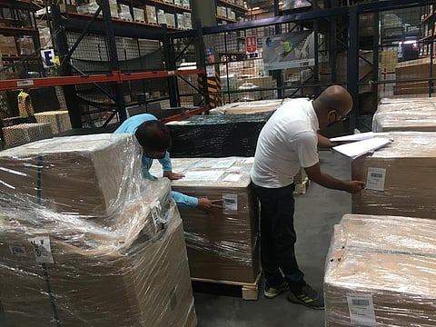 Respiratory devices from Czechoslovakia being cleared by Cargo Customs unit at Bengaluru airport. (Photo | EPS)