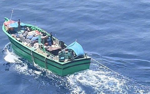 Fishing boat 'Mercedes' was located around 370 km off the Lakshadweep Islands. (Photo | Special arrangement)
