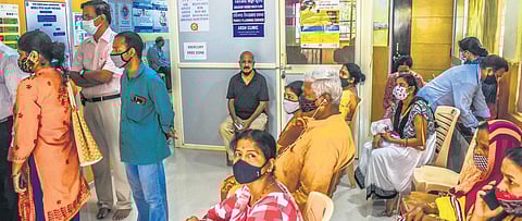 People at a vaccination centre in Bhubaneswar on Friday | Express