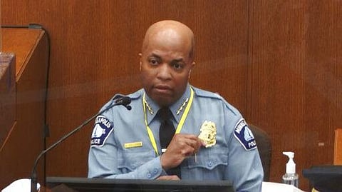Minneapolis Police Chief Medaria Arradondo testifies in the trial of Derek Chauvin charged with the death of George Floyd. (Photo | AP)