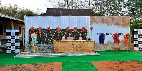 The polling station at Dudhnoi is based on the concept of Unity and Diversity as Dudhnoi is a place of multiple cultures/linguistics/religions and ethnicities. (Photo| Special Arrangement)