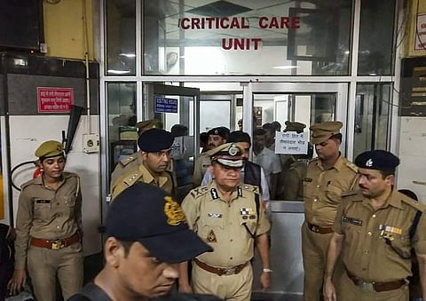Police outside King George Medical University hospital (Photo | PTI)