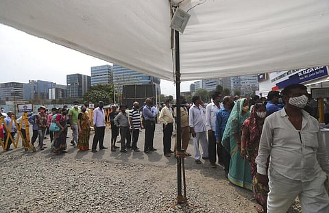 People queue up for COVID-19 vaccine in Mumbai, India, Thursday, April 8, 2021. (Photo | AP)
