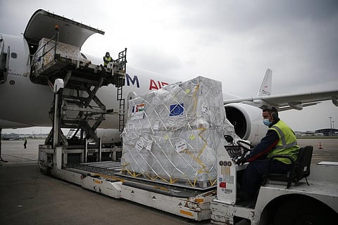 France sends oxygen respiratory equipment and generators to India to help the country deal with the serious COVID-19 crisis. (Photo | AP)