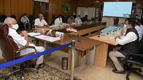 Karnataka CM Yediyurappa conducts meeting with BMRCL officials in Bengaluru on Monday evening. (Photo | Express)