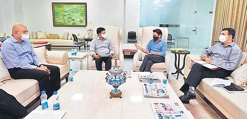 The State-level Task Force headed by Minister KT Rama Rao meets with various pharmaceutical representatives at Pragathi Bhavan on Friday
