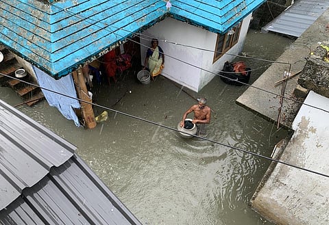 Houses are flooded due to the incessant rains at Chellanam in Kochi. (Photo | Albin Mathew, EPS)