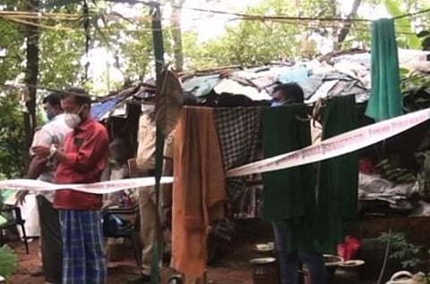 The backyard of the house in Punalur where the human skeleton was found. (Photo| EPS)