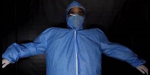 The ‘Cov-Tech Ventilation System’ can be fastened over the waist just like a simple belt over which the traditional PPE is worn. (Photo | Special arrangement)