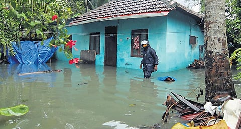 Water gushes into a house following the sea attack near Kannamaly  in Ernakulam on Sunday | Arun Angela