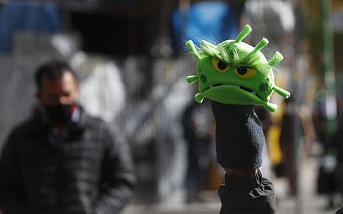 Image of a coronavirus puppet used for representational purpose only. (File Photo | AP)