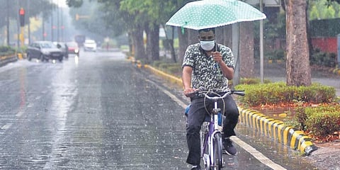 Several parts of the city received moderate to heavy rainfall on account of Cyclone Tauktae on Wednesday. (Photo | Parveen Negi, EPS)